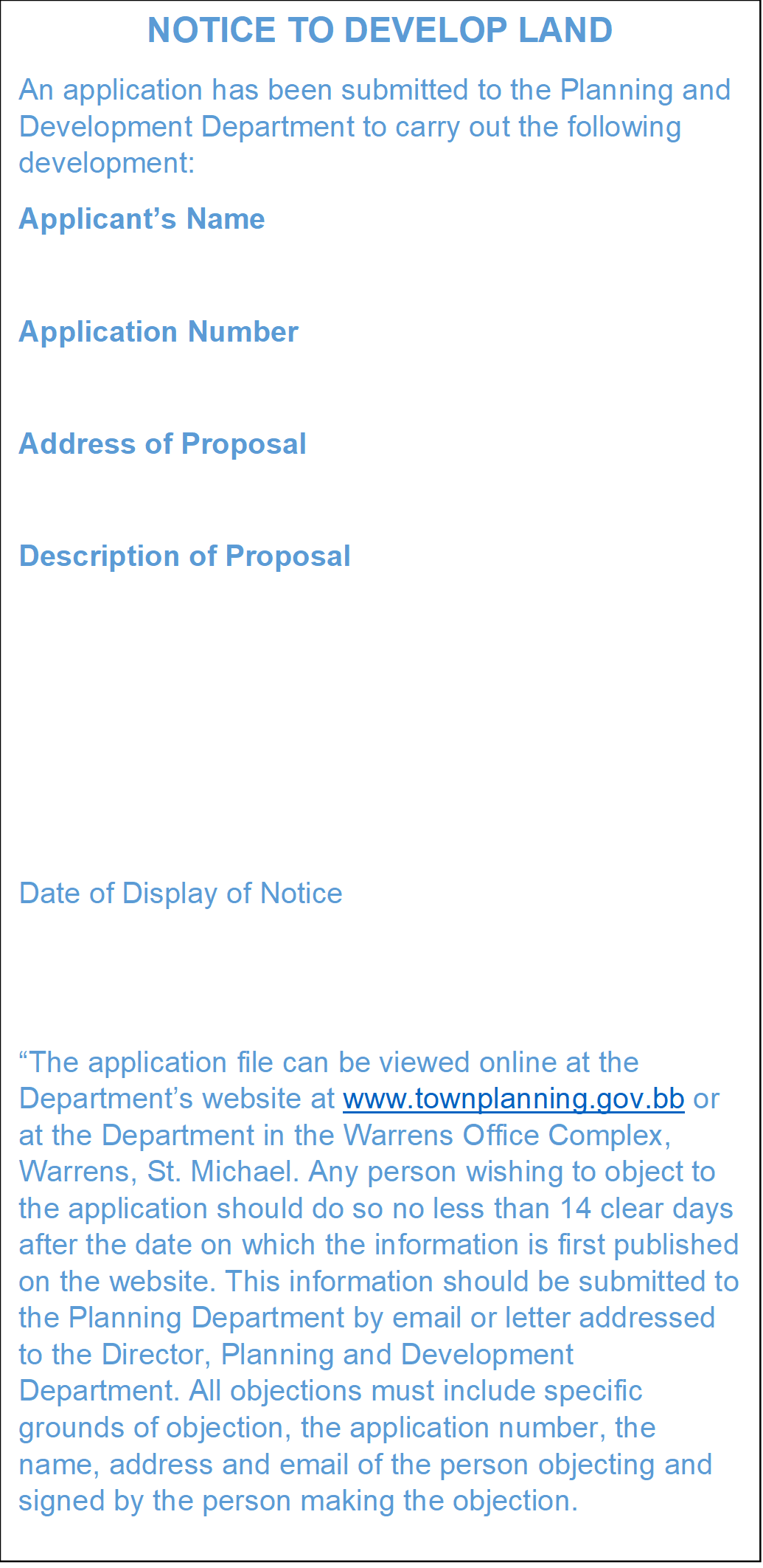 Sample Notice